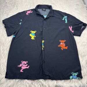 Grateful Dead Men's L Black Bear Printed Button Front Shirt